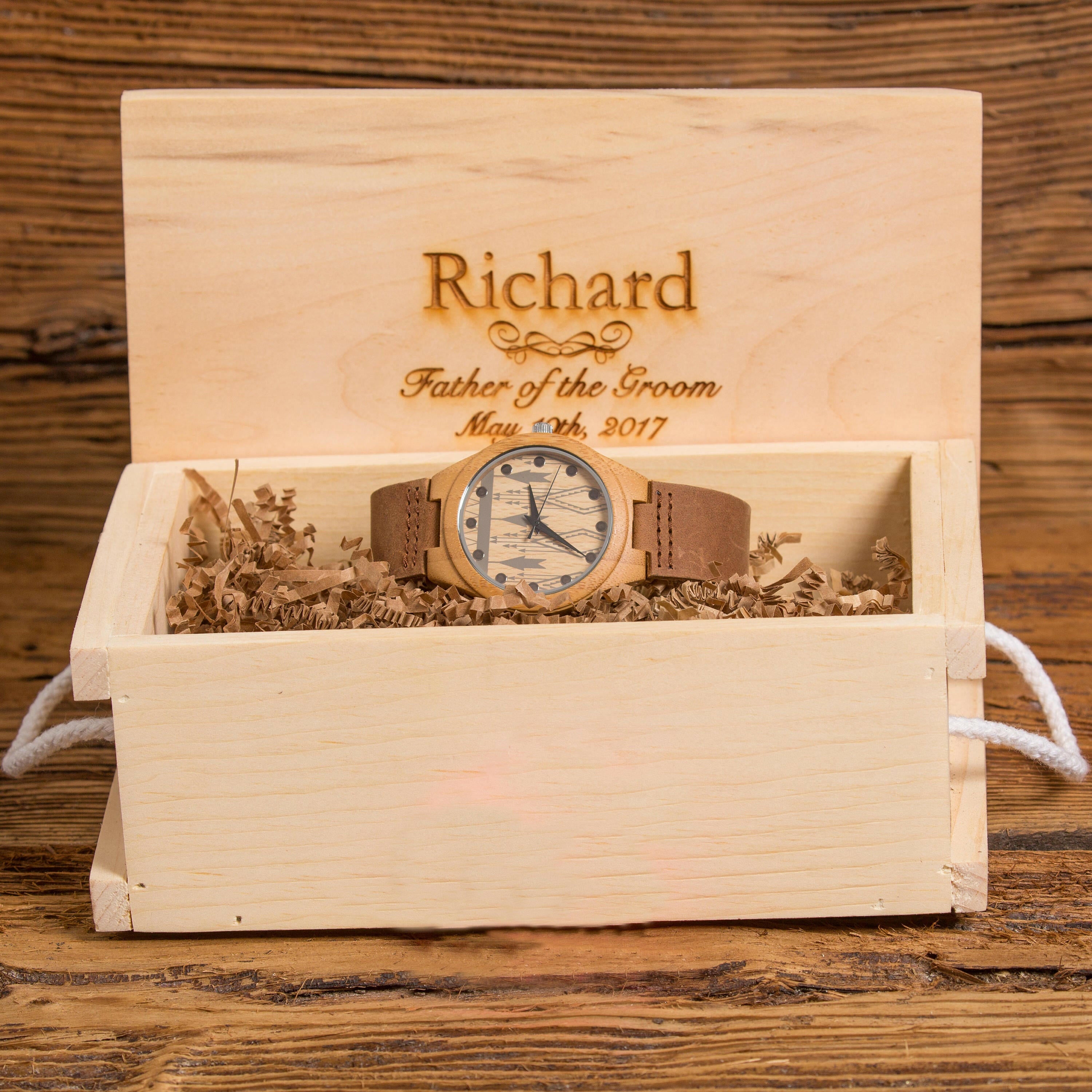 Personalized Bamboo Wood Wrist Watch.