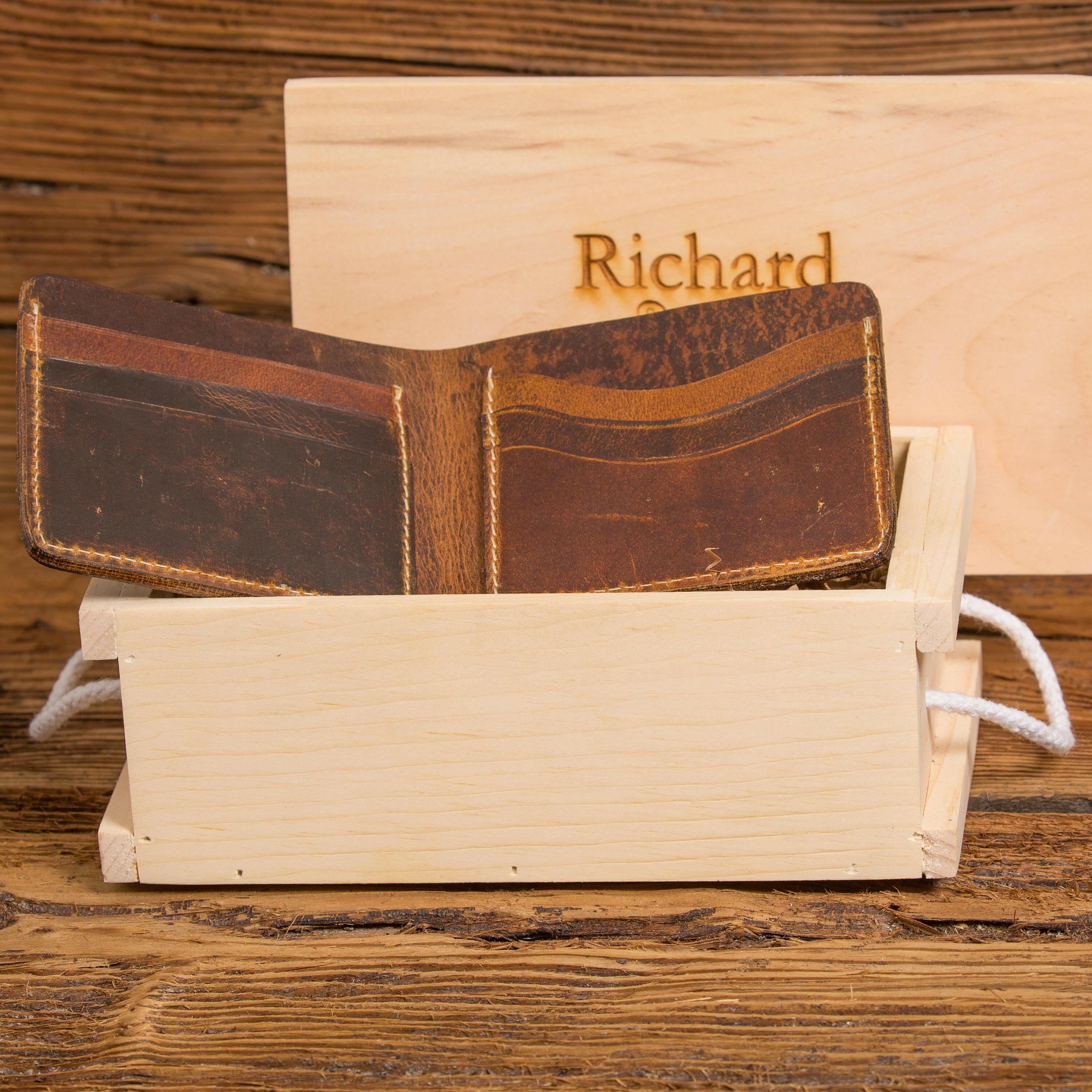 Monogrammed Wallet with Keepsake Crate.