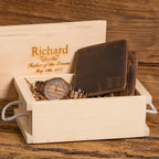 Custom Engraved Wood Watch and Monogrammed Wallet Gift Set.