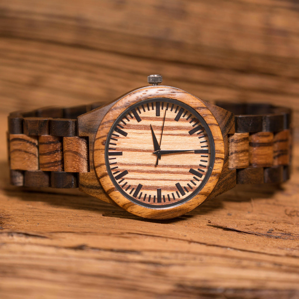 Custom Engraved Wood Watch and Monogrammed Wallet Gift Set.