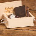 Mens Personalized Wallet and Wood Watch Gift Set.
