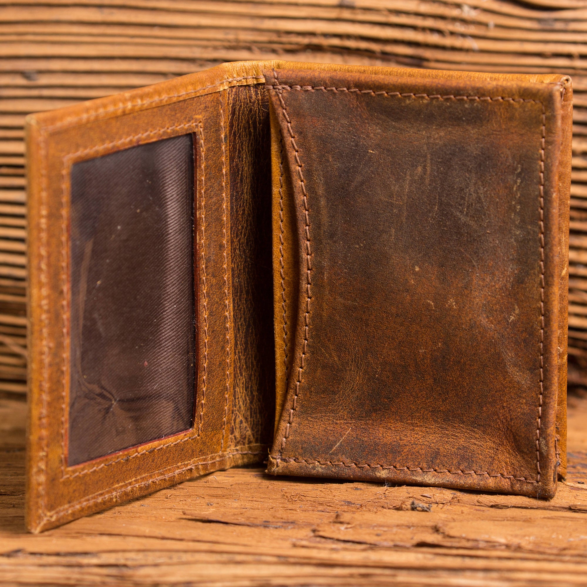 Anniversary Gift Set w/ Personalized Folding Wallet and Wood Watch