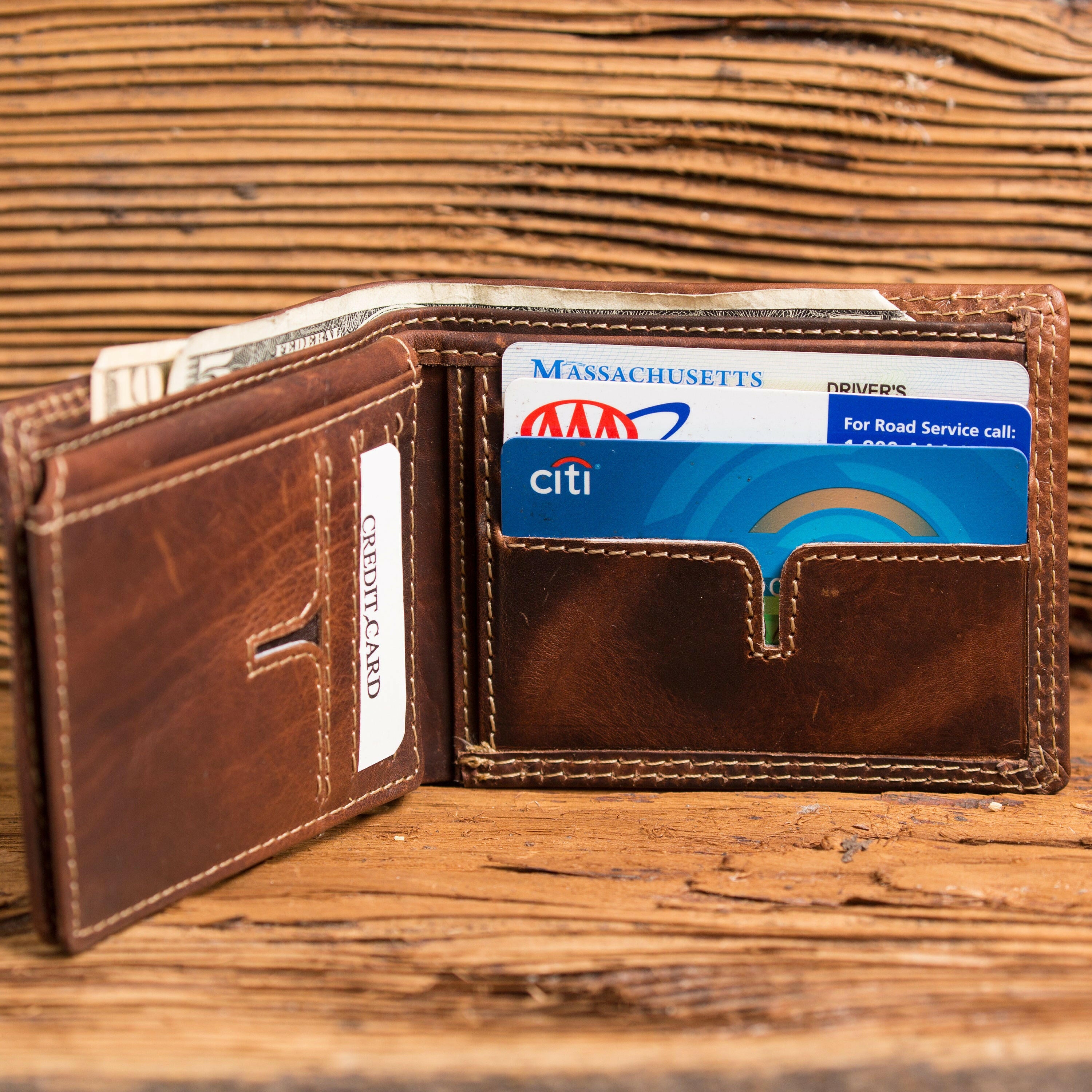 Monogrammed Wallet and Wood Watch Gift Set with Keepsake Crate.