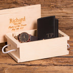Monogrammed Leather Wallet & Personalized Watch Set.