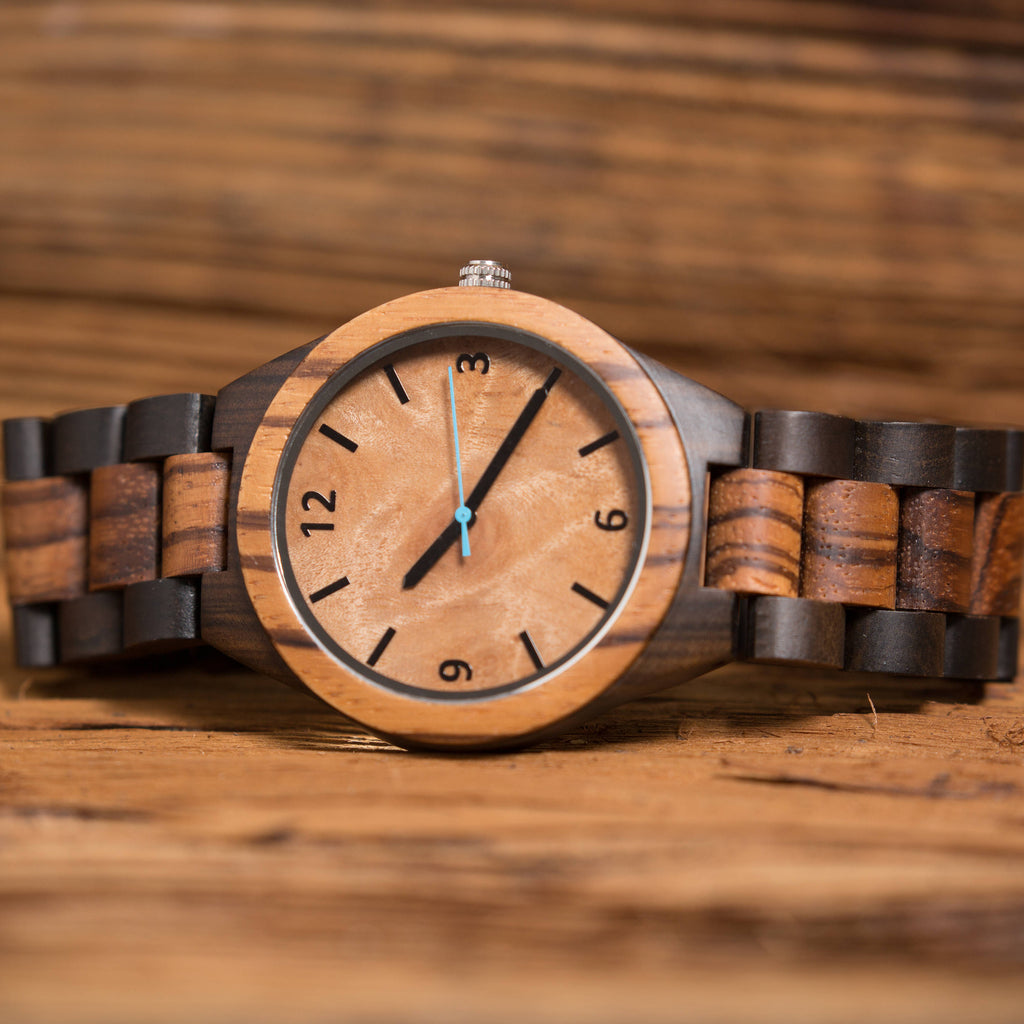Monogrammed Wallet & Wood Watch Set