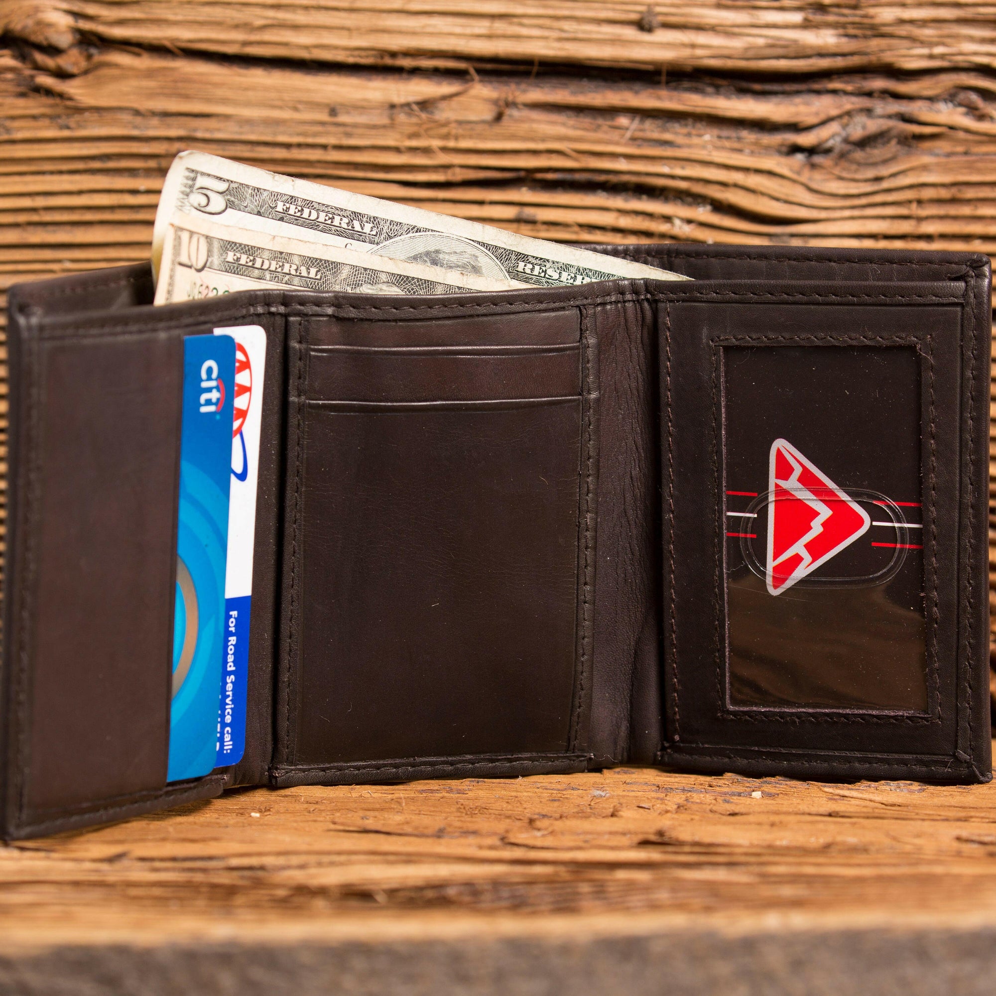 Personalized leather Wallet & Wood Watch Gift Set.