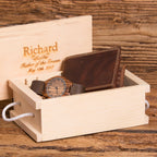 Custom Monogrammed Wood Watch and Wallet Gift Set.