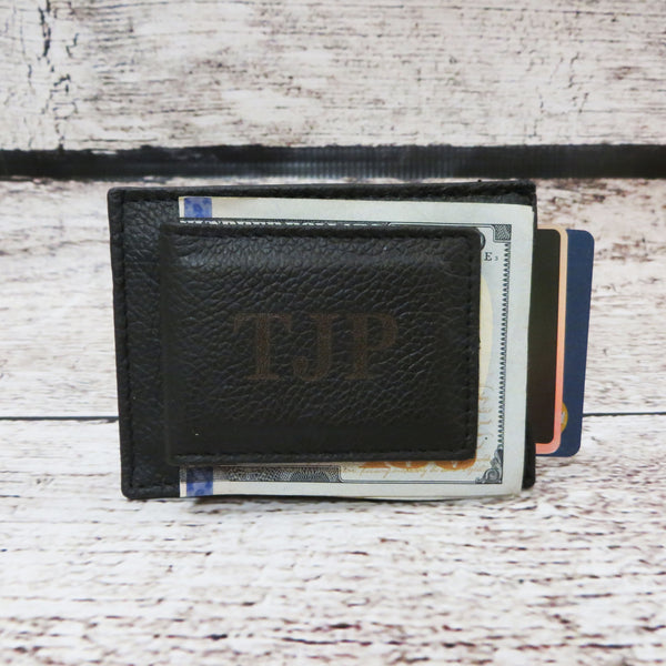 Personalized Leather Money Clip w/ Card Slots