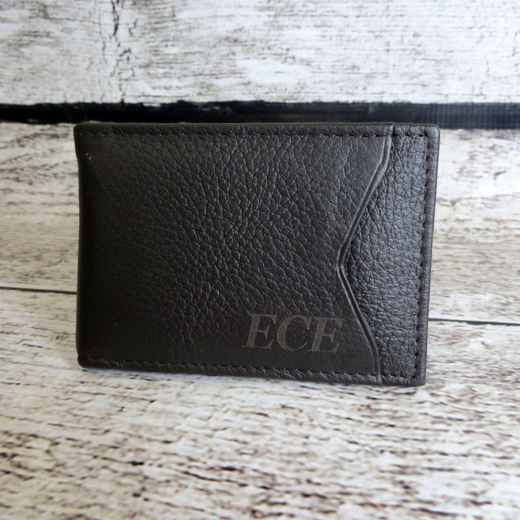 Personalized Leather Wallet w/ Money Clip.