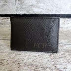 Personalized Leather Wallet w/ Money Clip.