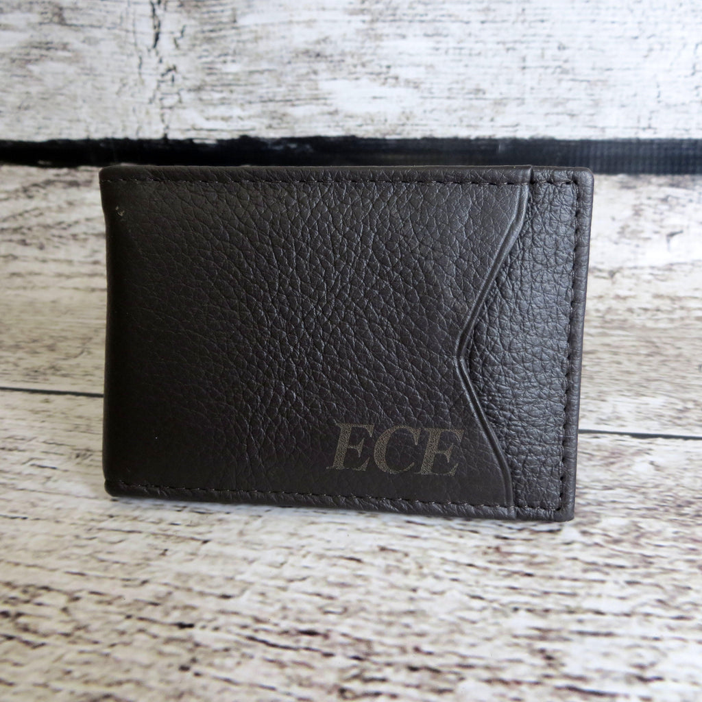 Personalized Leather Wallet w/ Money Clip