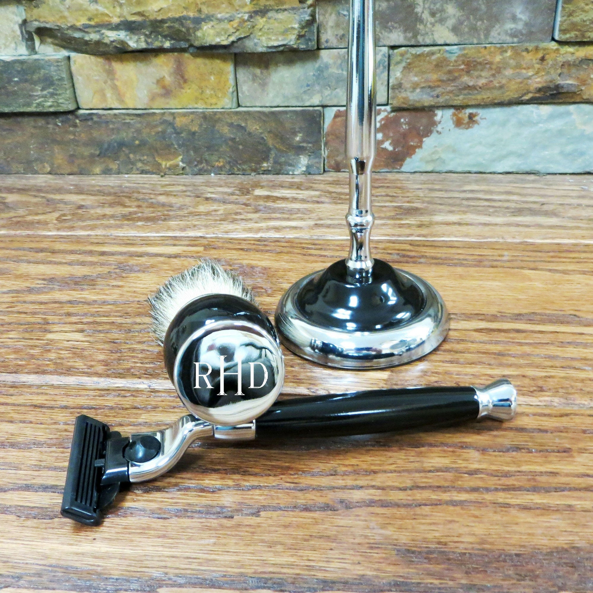 Razor and Personalized Shave Brush Set.