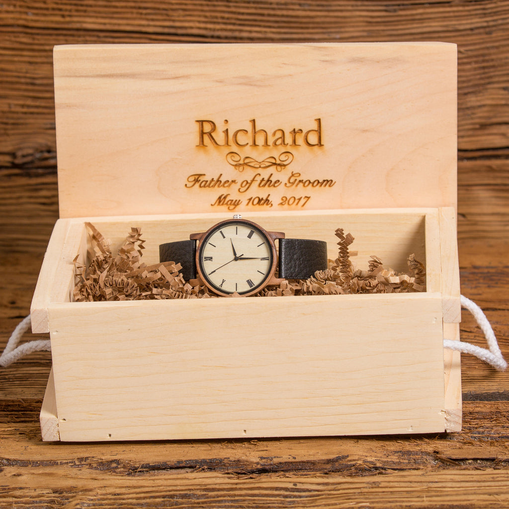 Wood Watch Personalized with Leather Band
