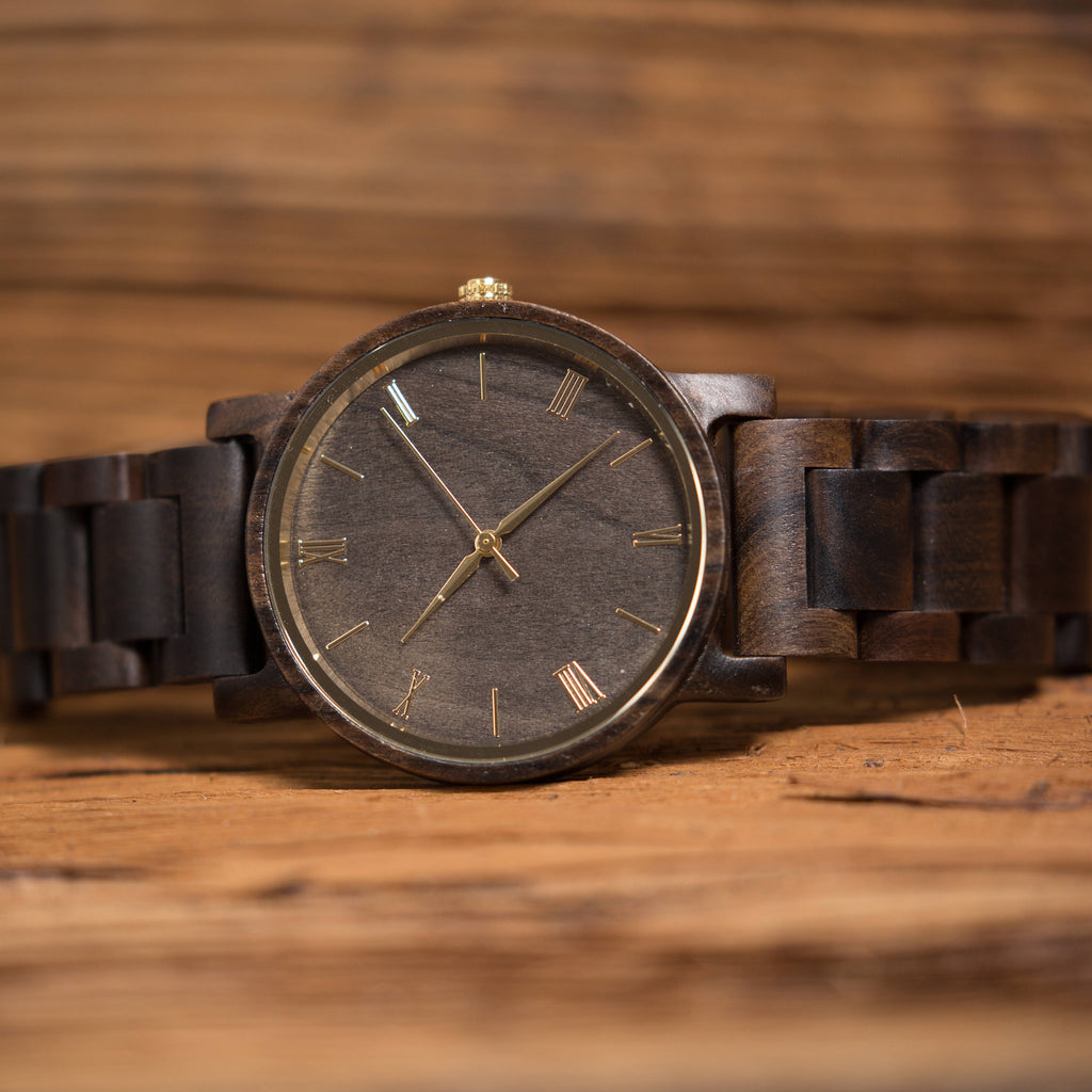 Personalized Dark Wooden Wrist Watch