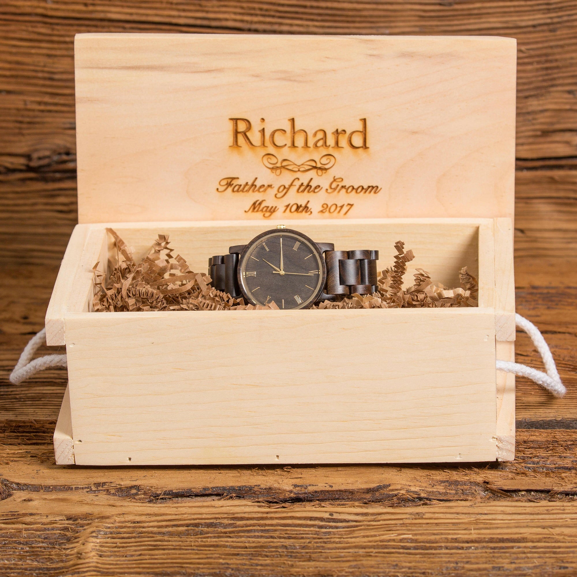 Personalized Dark Wooden Wrist Watch.