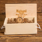 Handsome Personalized Wood Watch with Leather Band.