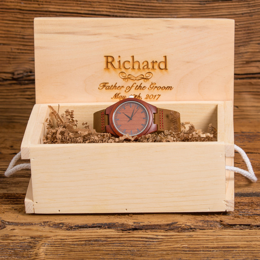 Personalized Red Sandalwood Wood Wrist Watch