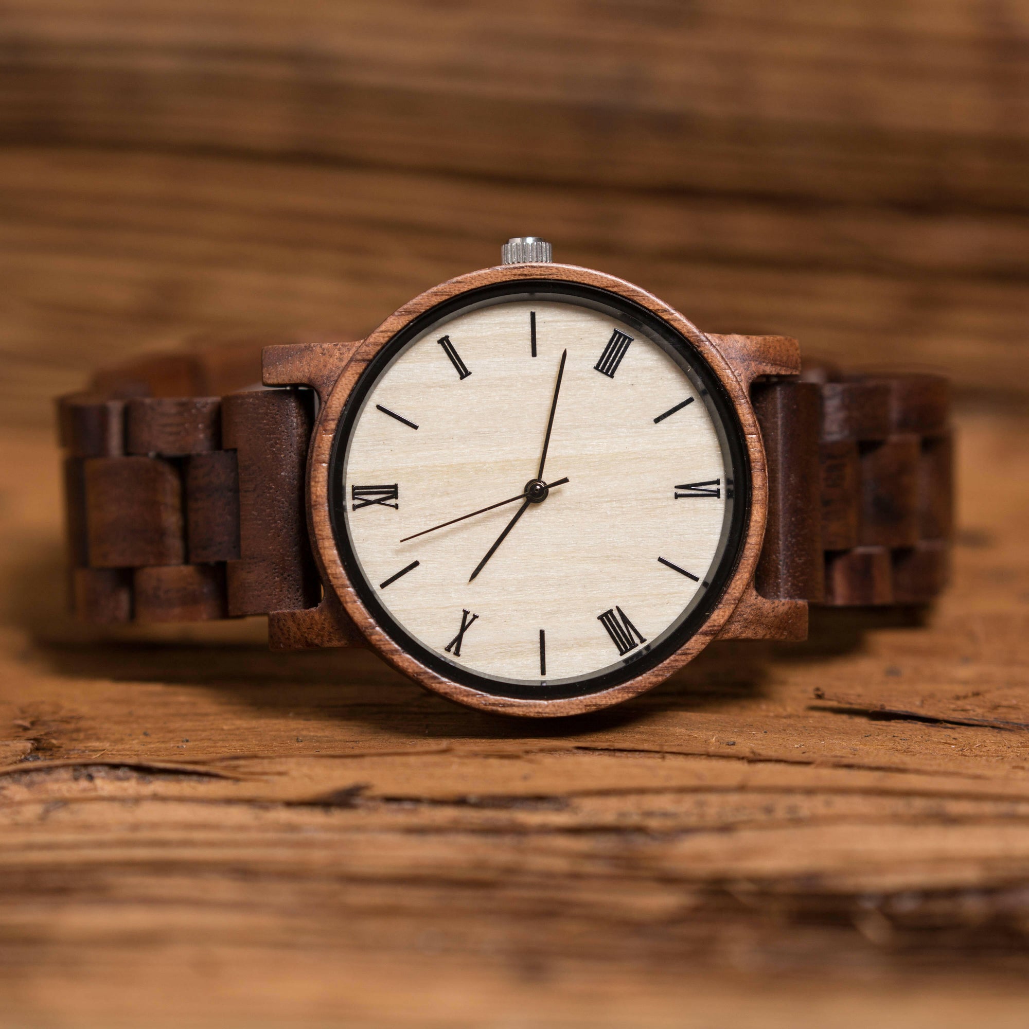 Mens Personalized Wallet and Wood Watch Gift Set.