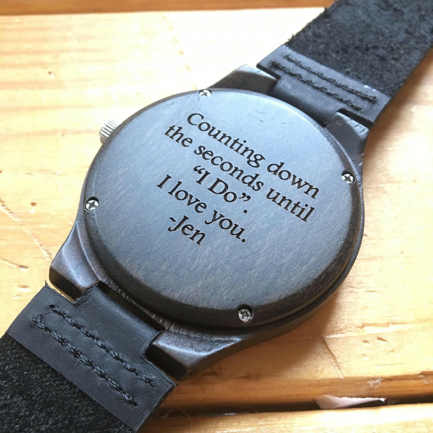 Customer Engraved Gift Set w/ Wood Watch and Leather Wallet.