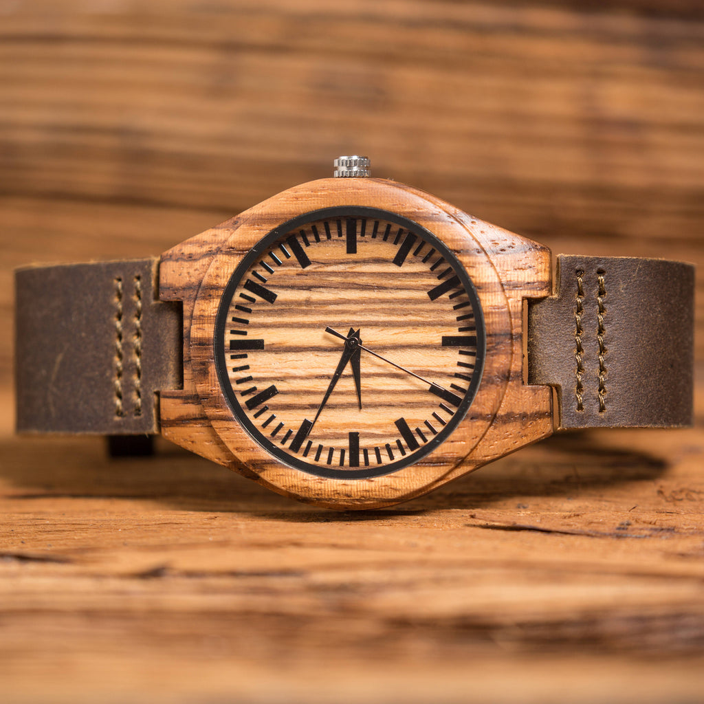 Custom Monogrammed Wood Watch and Wallet Gift Set