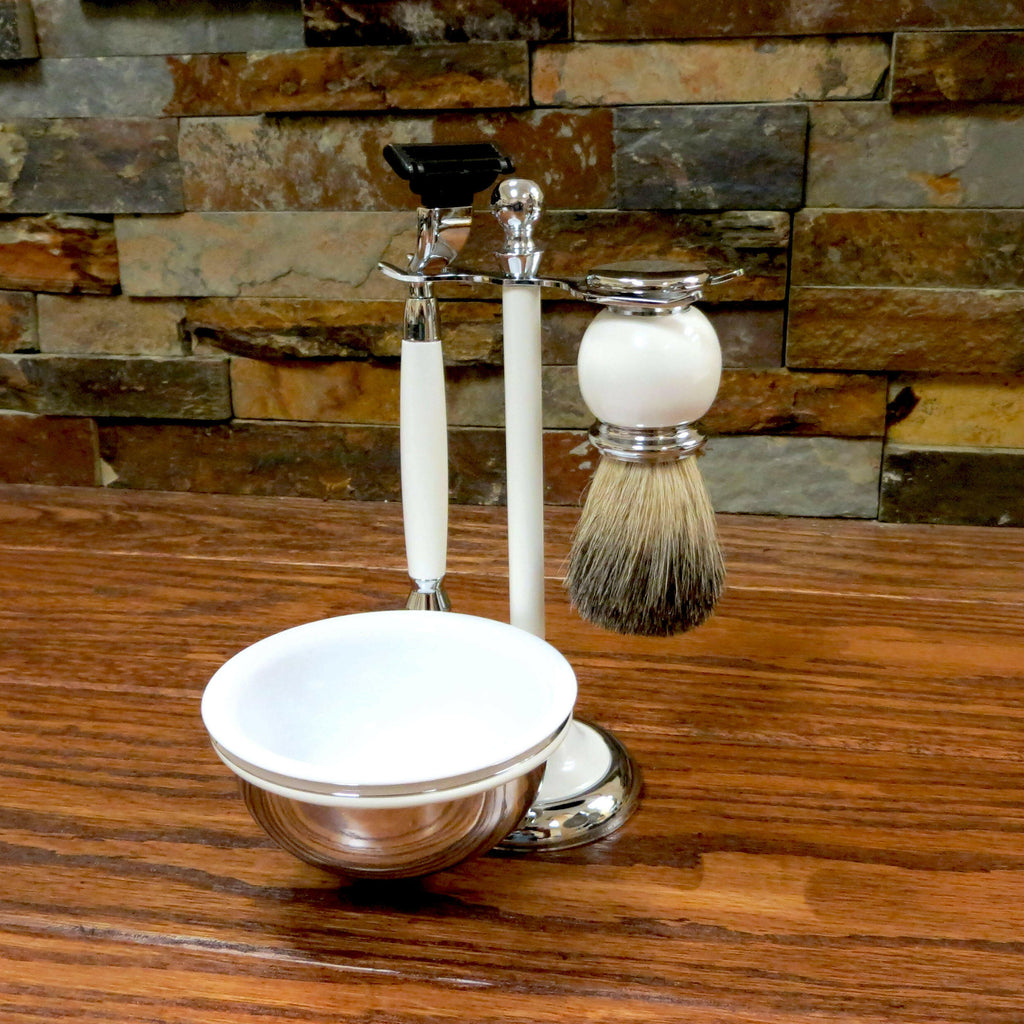 Personalized White Shaving Set.