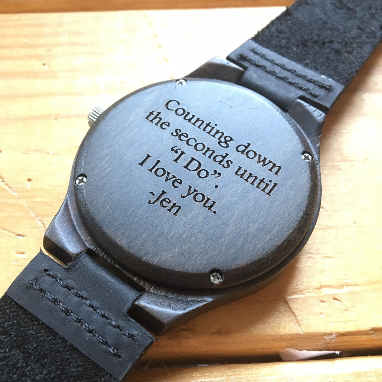 Anniversary Gift Set w/ Personalized Folding Wallet and Wood Watch