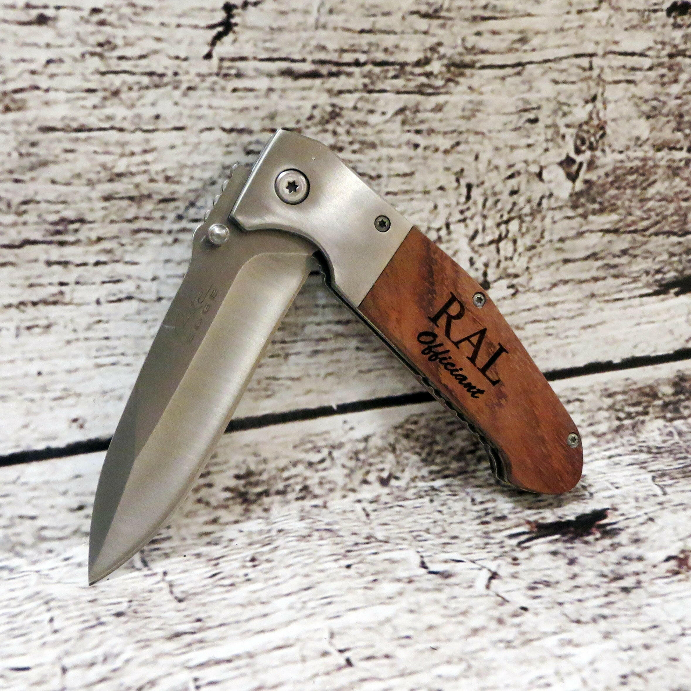 Wooden Custom Engraved Pocket Knife.