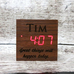 Personalized Square Wood Alarm Clock.