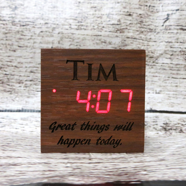 Personalized Square Wood Alarm Clock