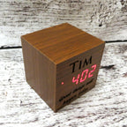 Personalized Square Wood Alarm Clock.