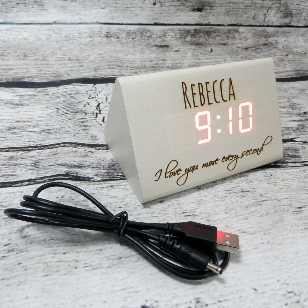 Personalized White Triangle Wood Clock.