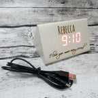 Personalized White Triangle Wood Clock.