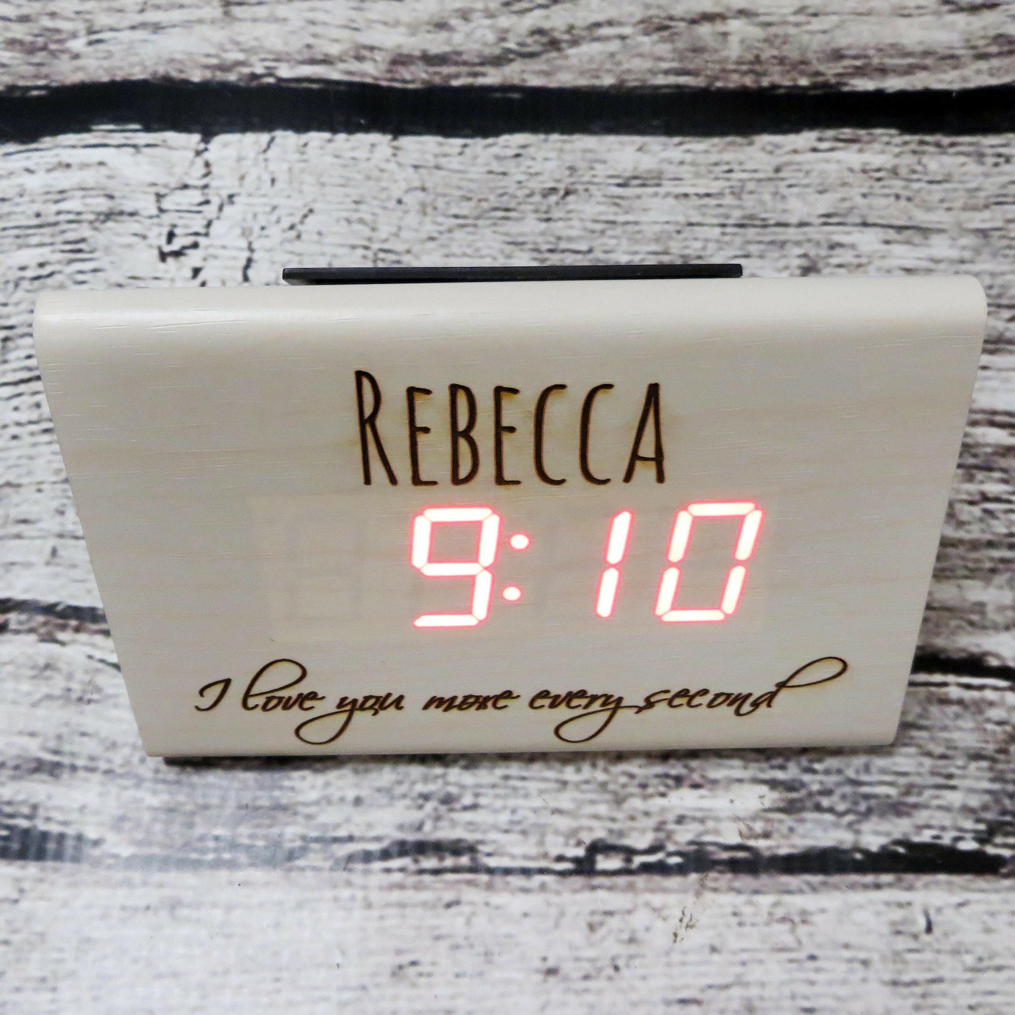 Personalized White Triangle Wood Clock.
