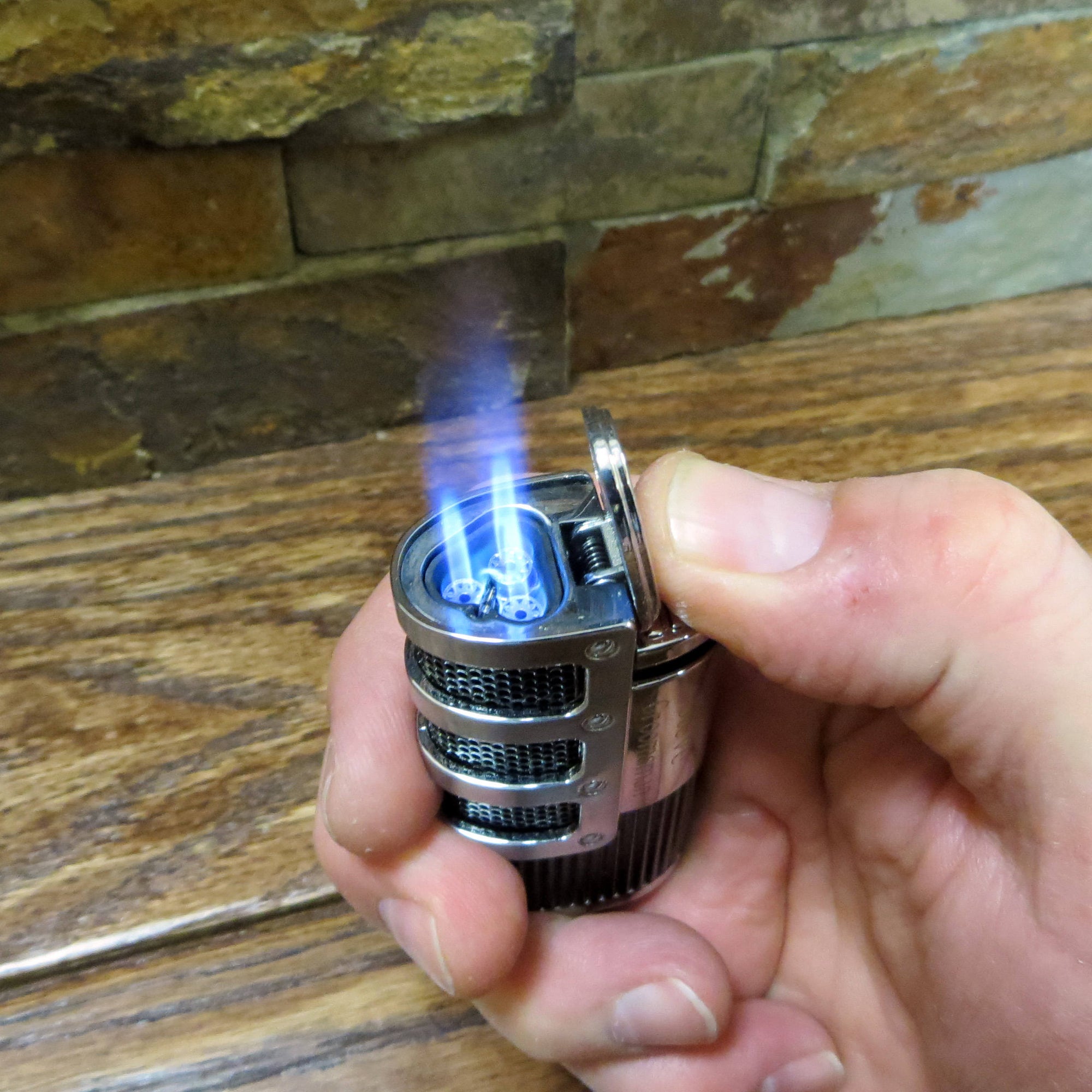 Personalized Silver & Black Cigar Lighter.