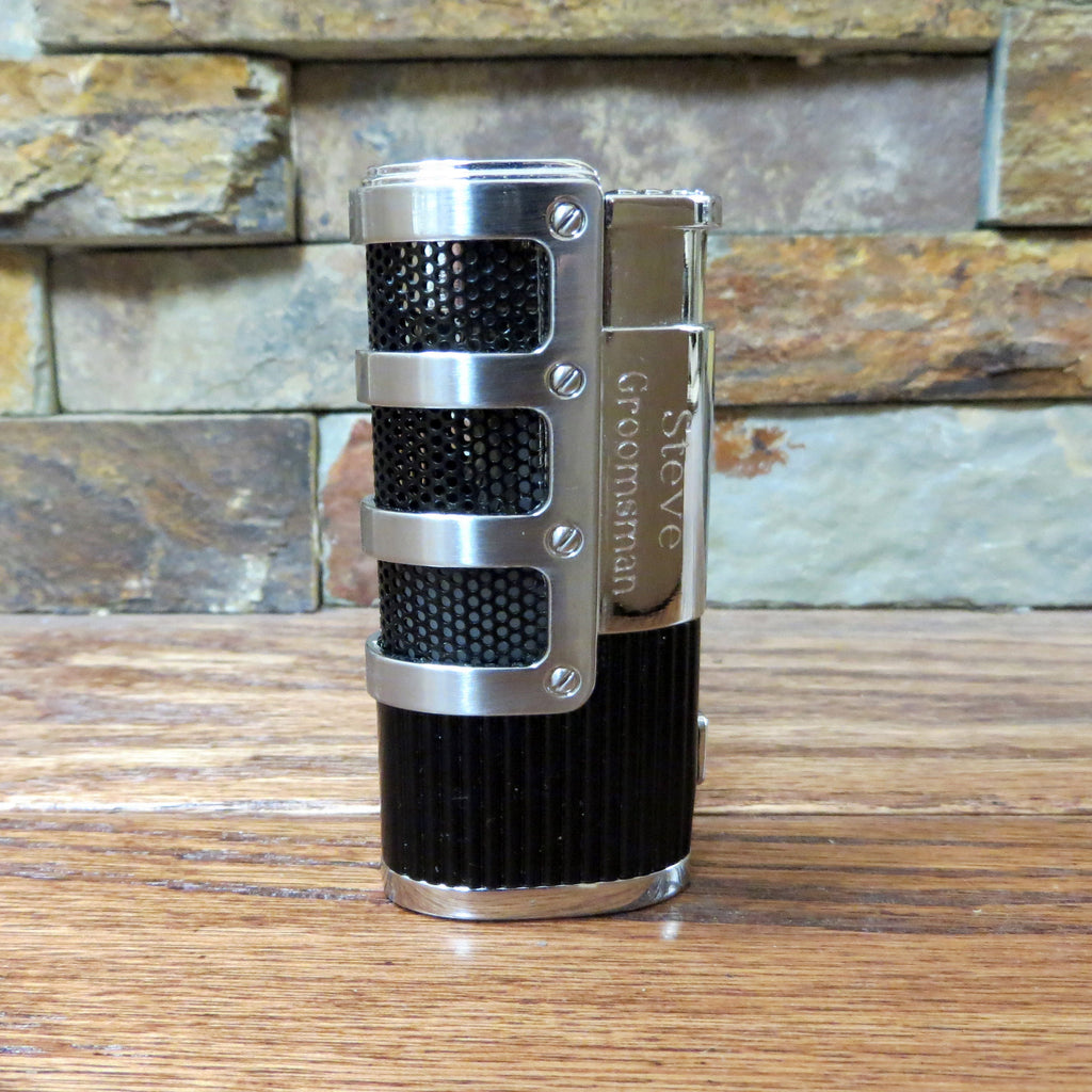 Personalized Silver & Black Cigar Lighter