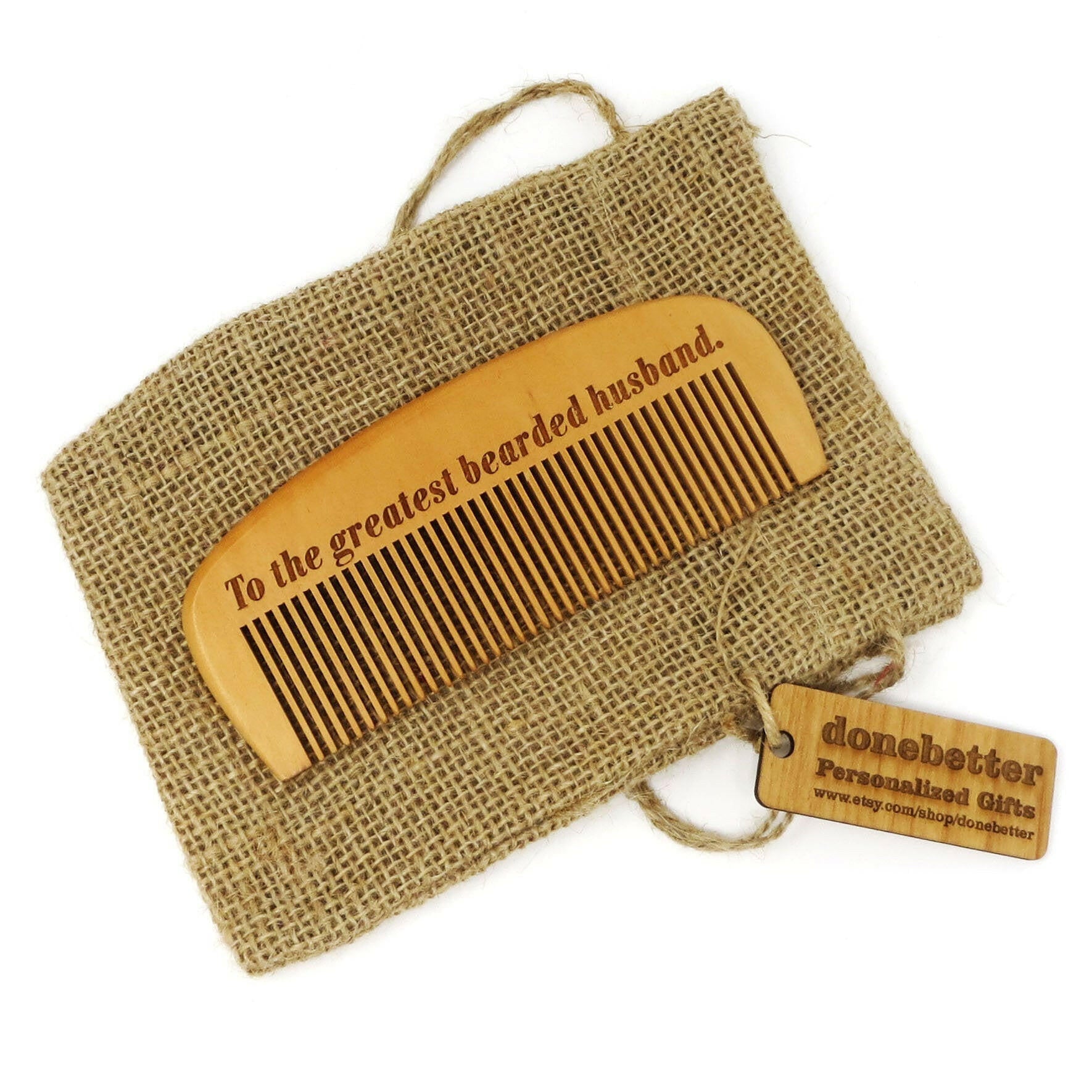 Personalized Wooden Beard Hair Comb.