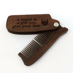 Personalized Wood Folding Beard Comb.