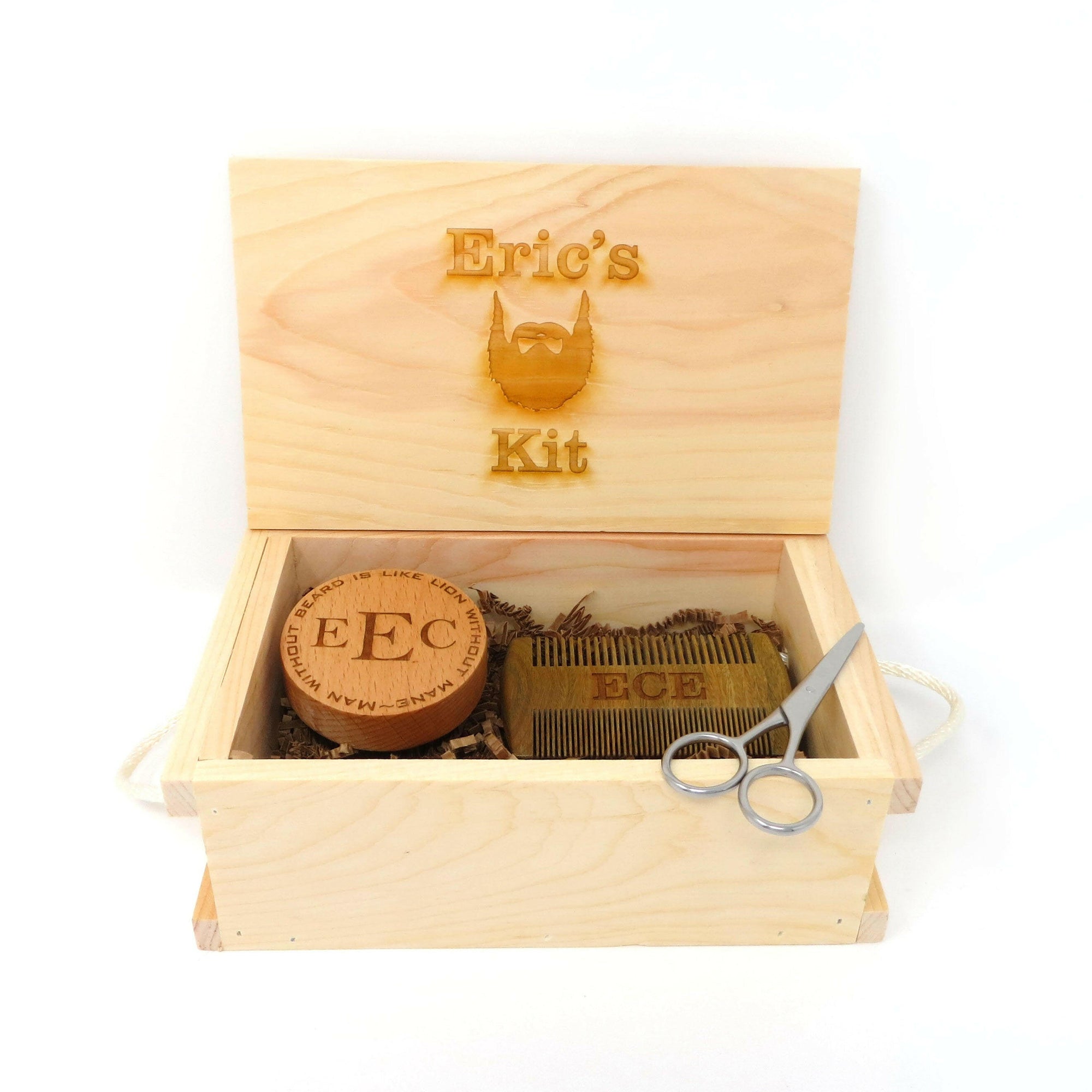 Personalized Beard Grooming Kit w/ Handcrafted Keepsake box.
