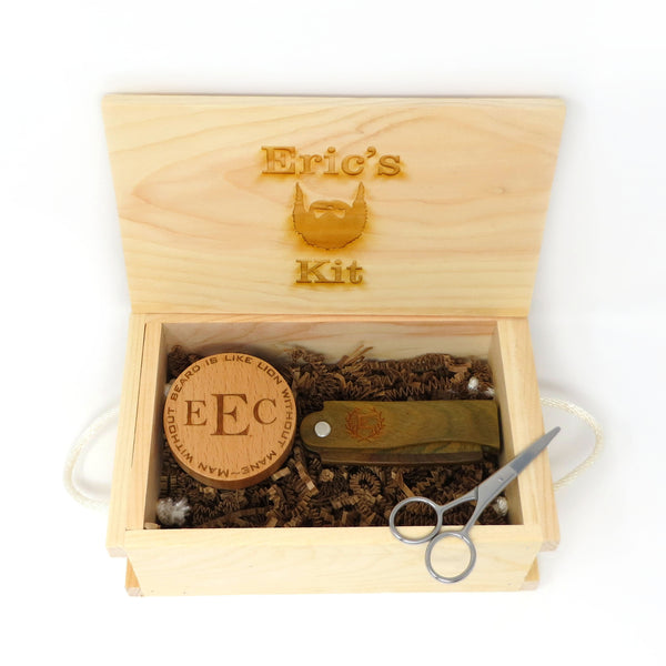 Monogrammed Beard Mustache Gift Set for Him