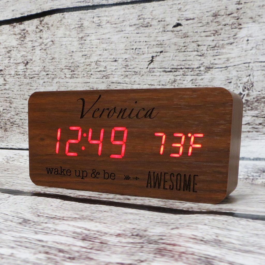 Personalized Walnut Wooden Alarm Clock