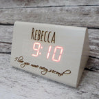 Personalized White Triangle Wood Clock.