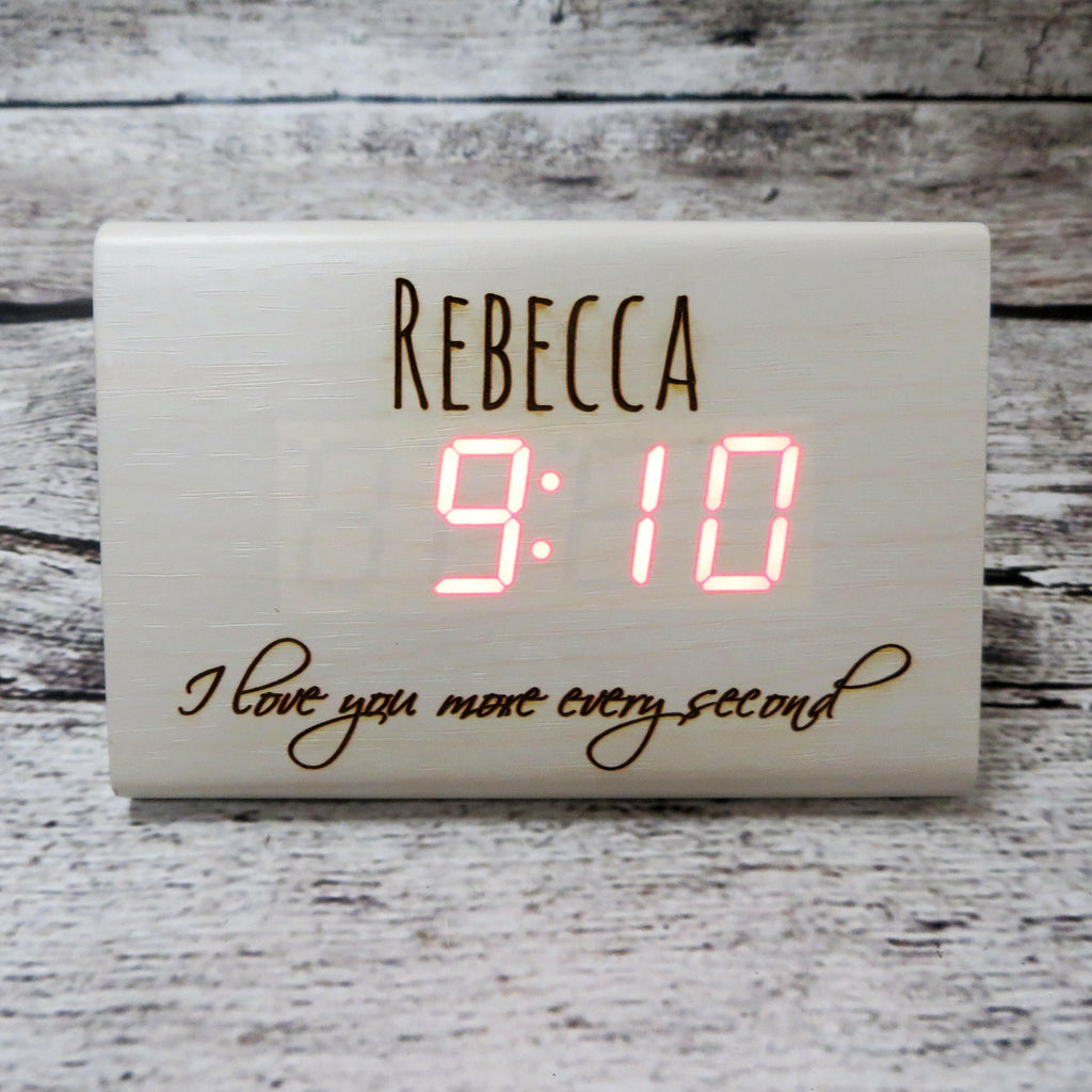Personalized White Triangle Wood Clock.