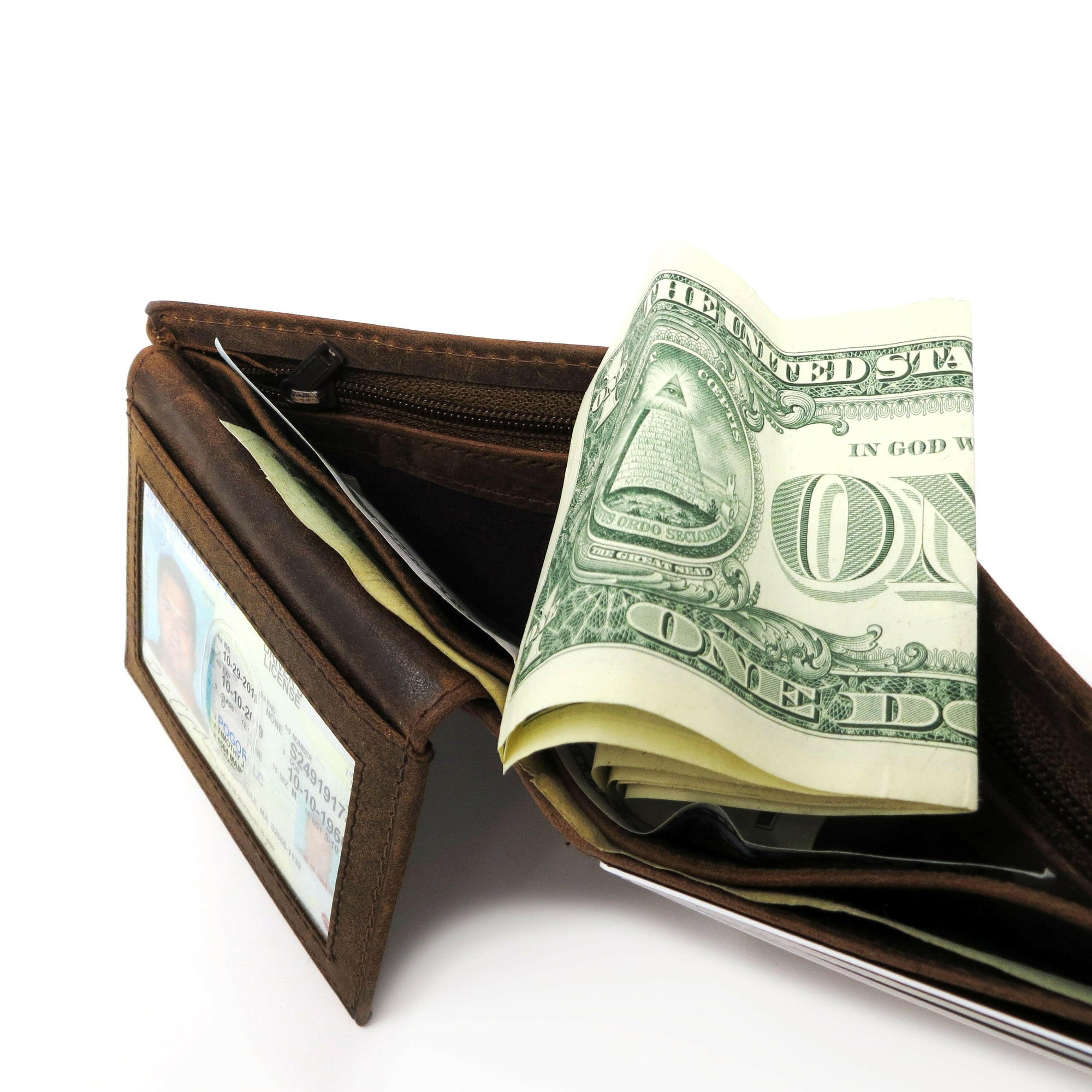 Genuine Leather Mens Bi-Fold Wallet.