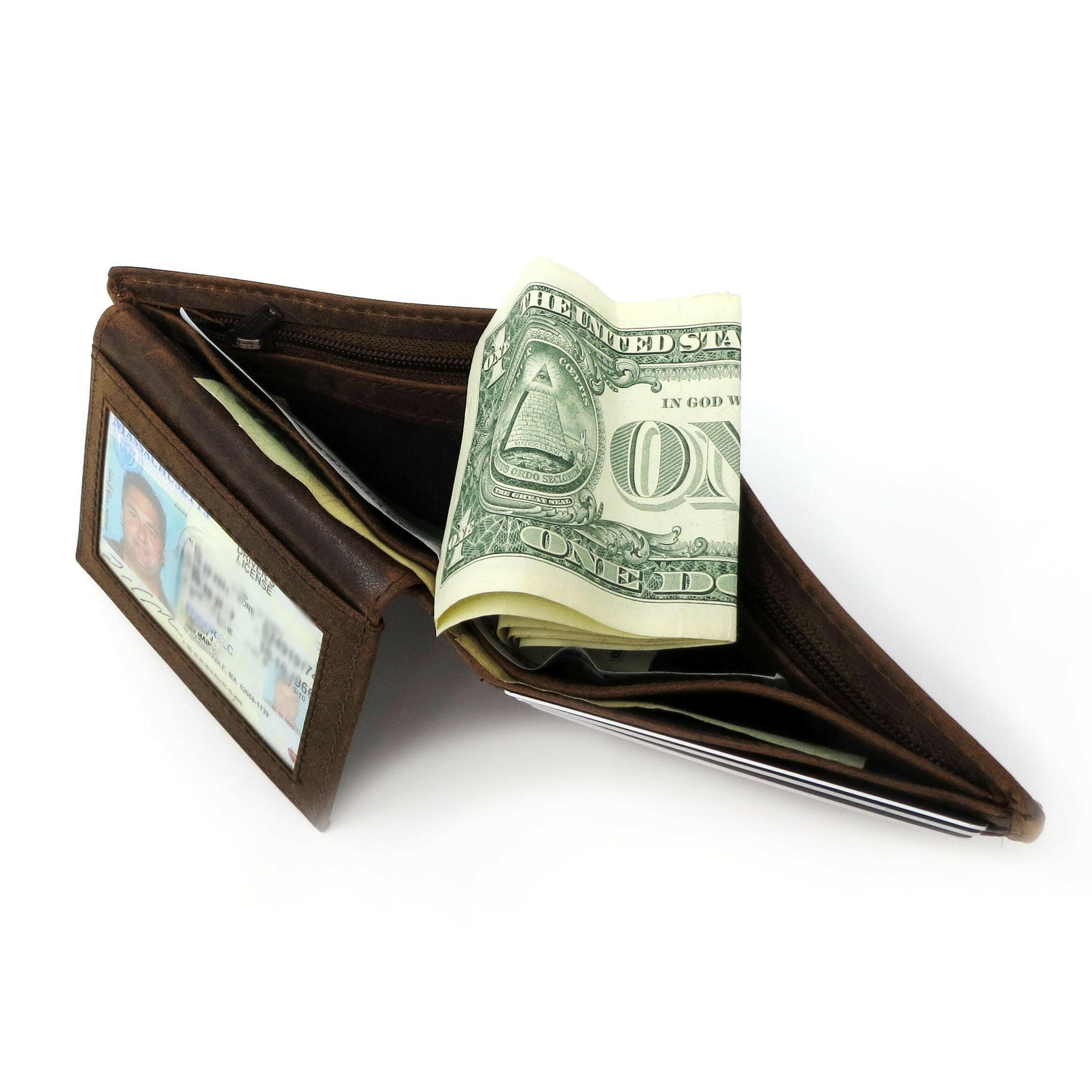 Genuine Leather Mens Bi-Fold Wallet.