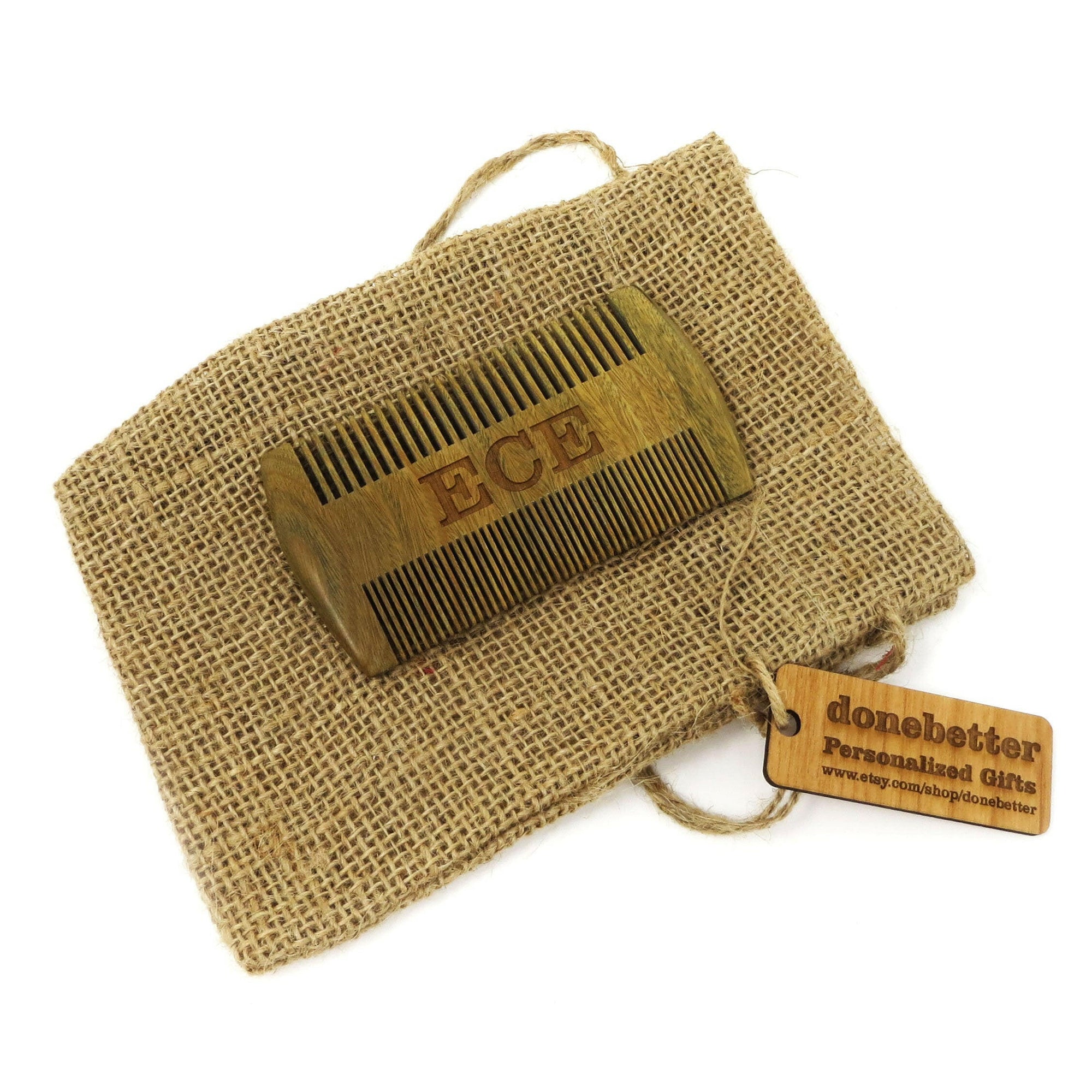 Personalized Unique Double Sided Wooden Beard Comb.