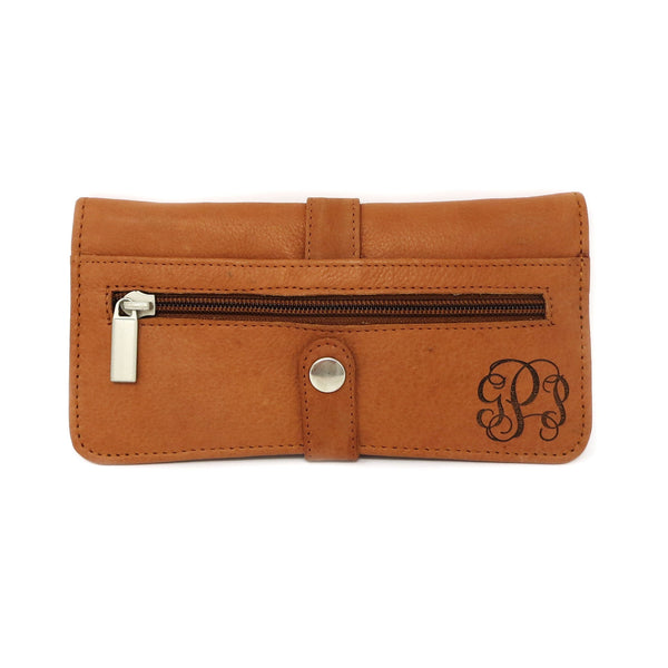 Leather Womens Wallet Monogrammed with Snap