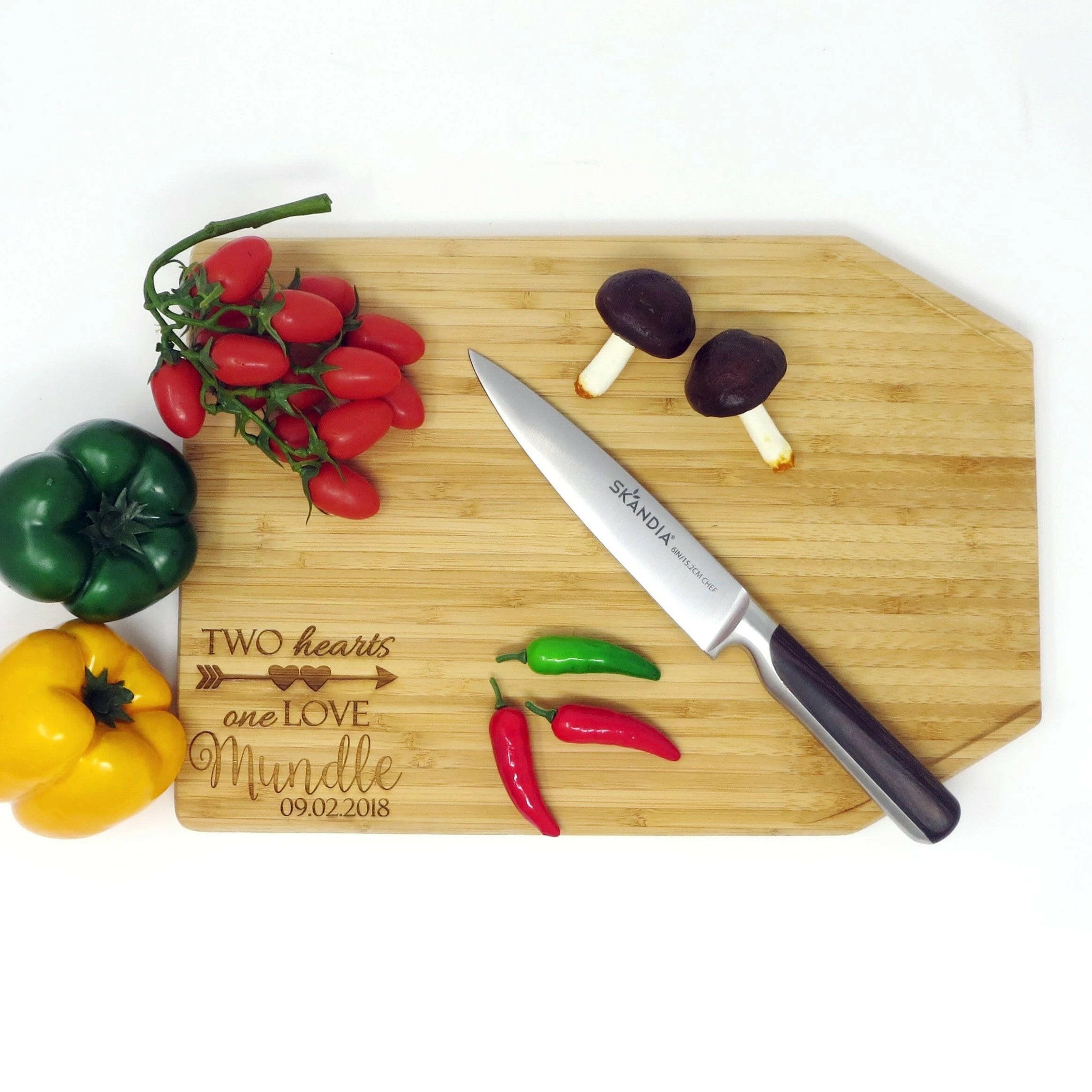 Personalized Bamboo Angled Cutting Board.