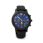 Personalized Unique Wooden Wrist Watch with Blue Face.
