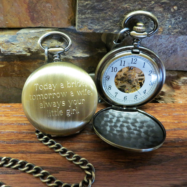 Personalized Pocket Watch Brushed Finish
