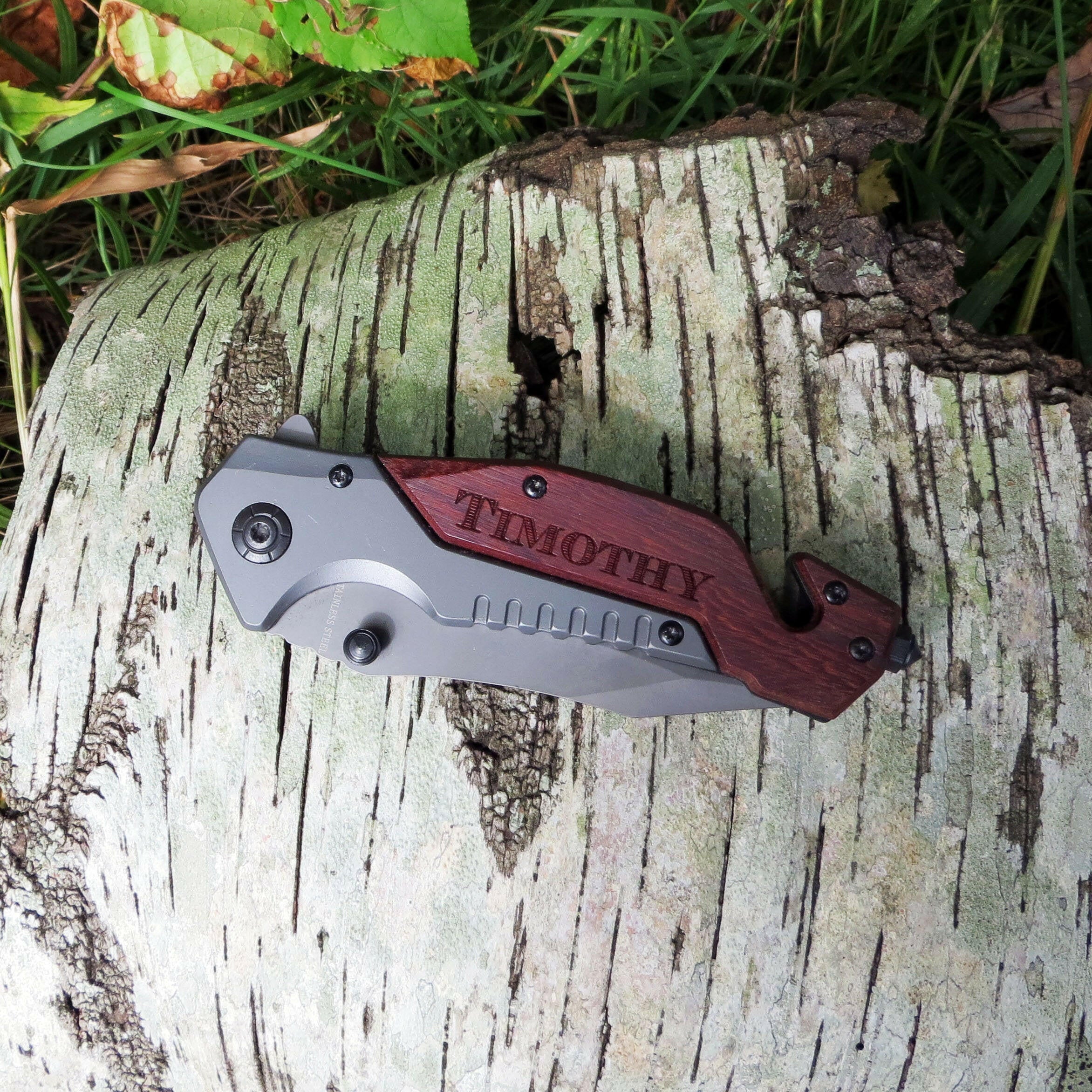 Personalized Custom Engraved Survival Pocket Knife.